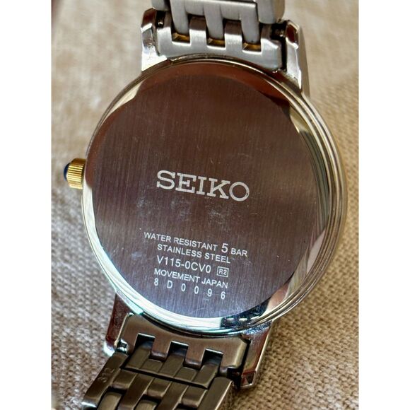 Seiko Solar Diamond two-tone mother-of-pearl women's watch, SUP398 - Picture 5 of 9
